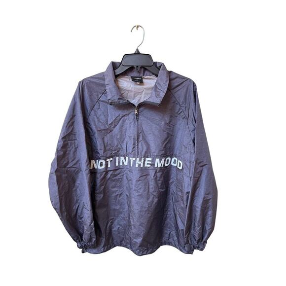 Trippa Not In The Mood Windbreaker Jacket L Gray Y2K Streetwear Grunge 90s - Picture 1 of 9